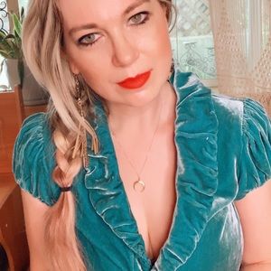 Turquoise Blue Velvet Vintage Inspired Vest A/X